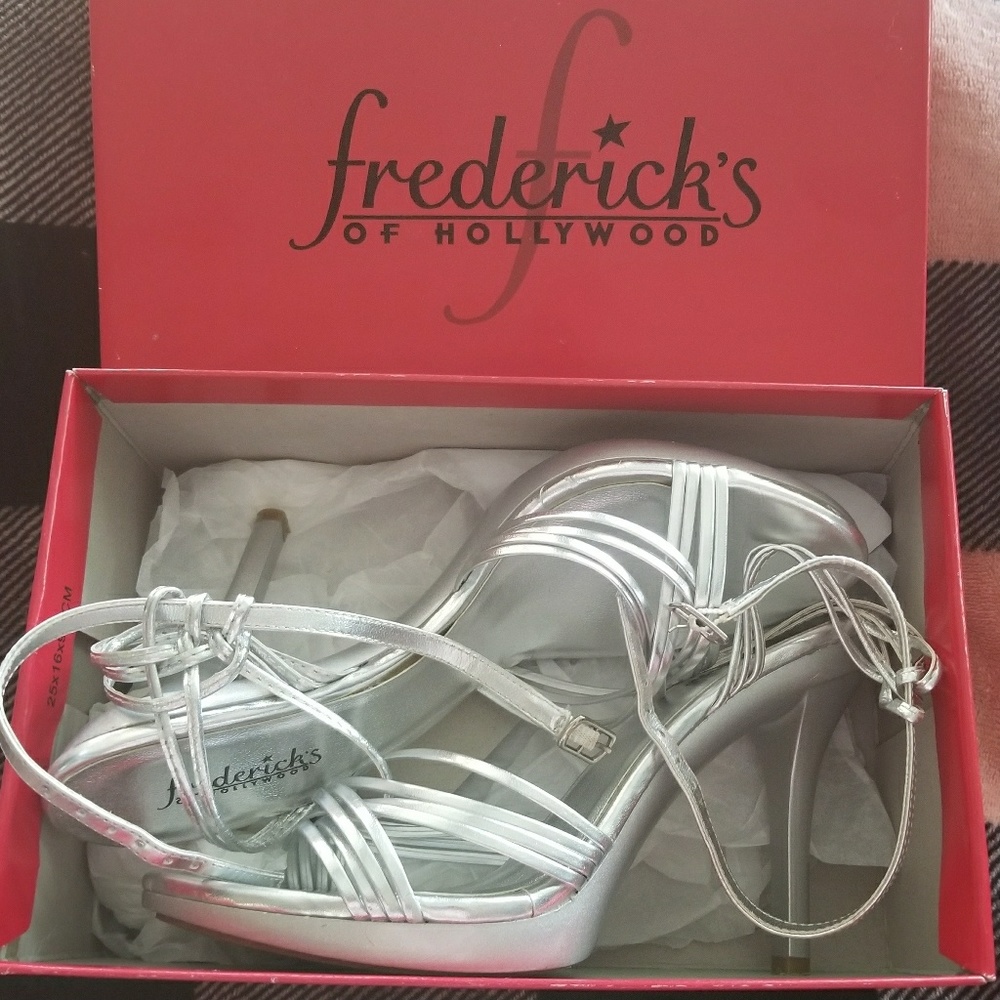Silver strappy heels